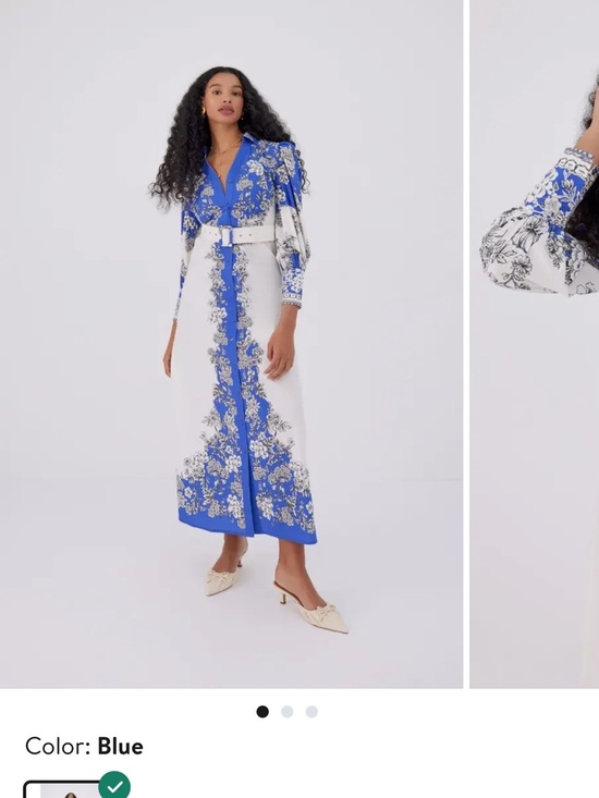 raishma Dresses & Skirts - Blue Floral Button-Front Maxi Shirt Dress- no belt